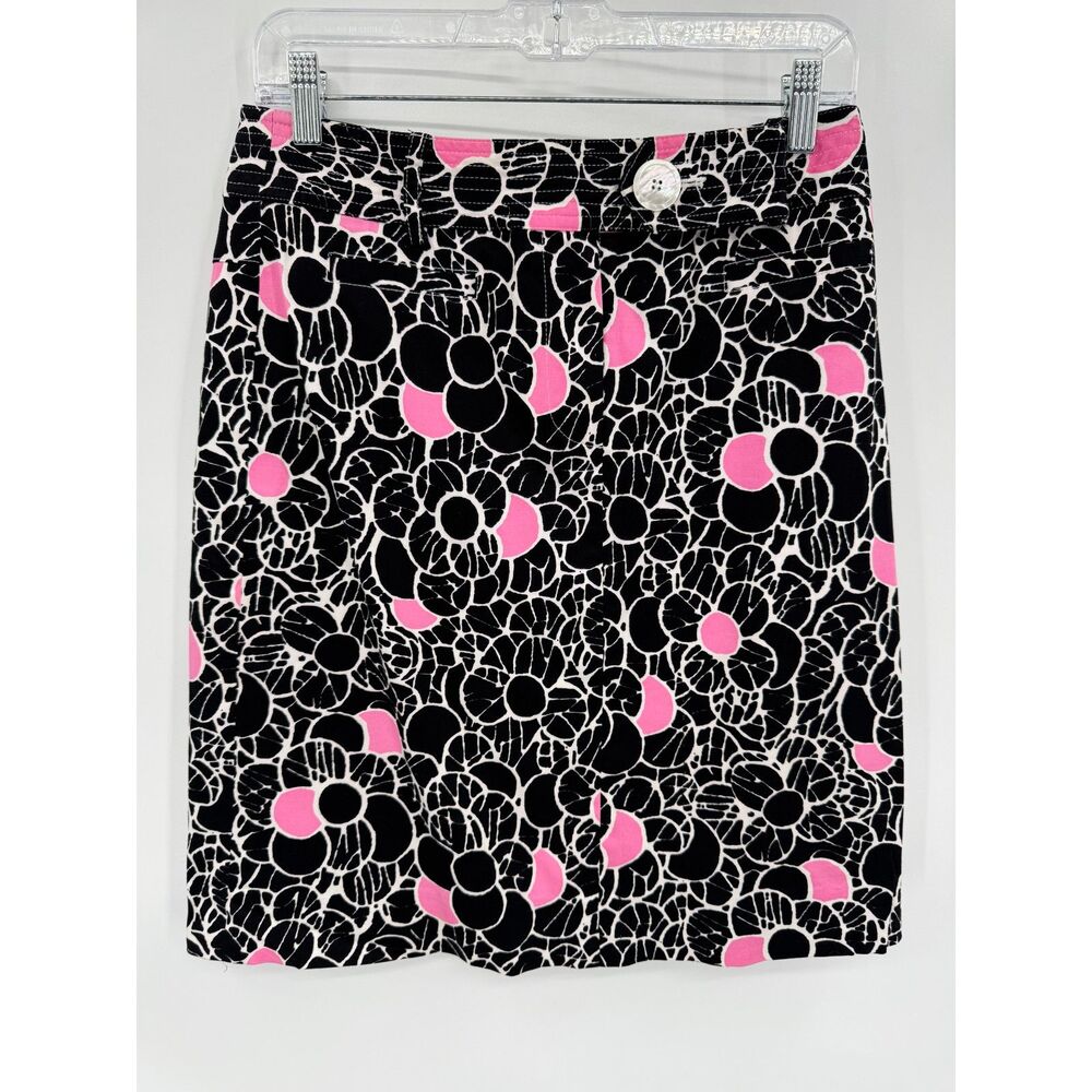 ETCETERA Black Pink Floral Vintage Y2K Pencil Skirt Size 4